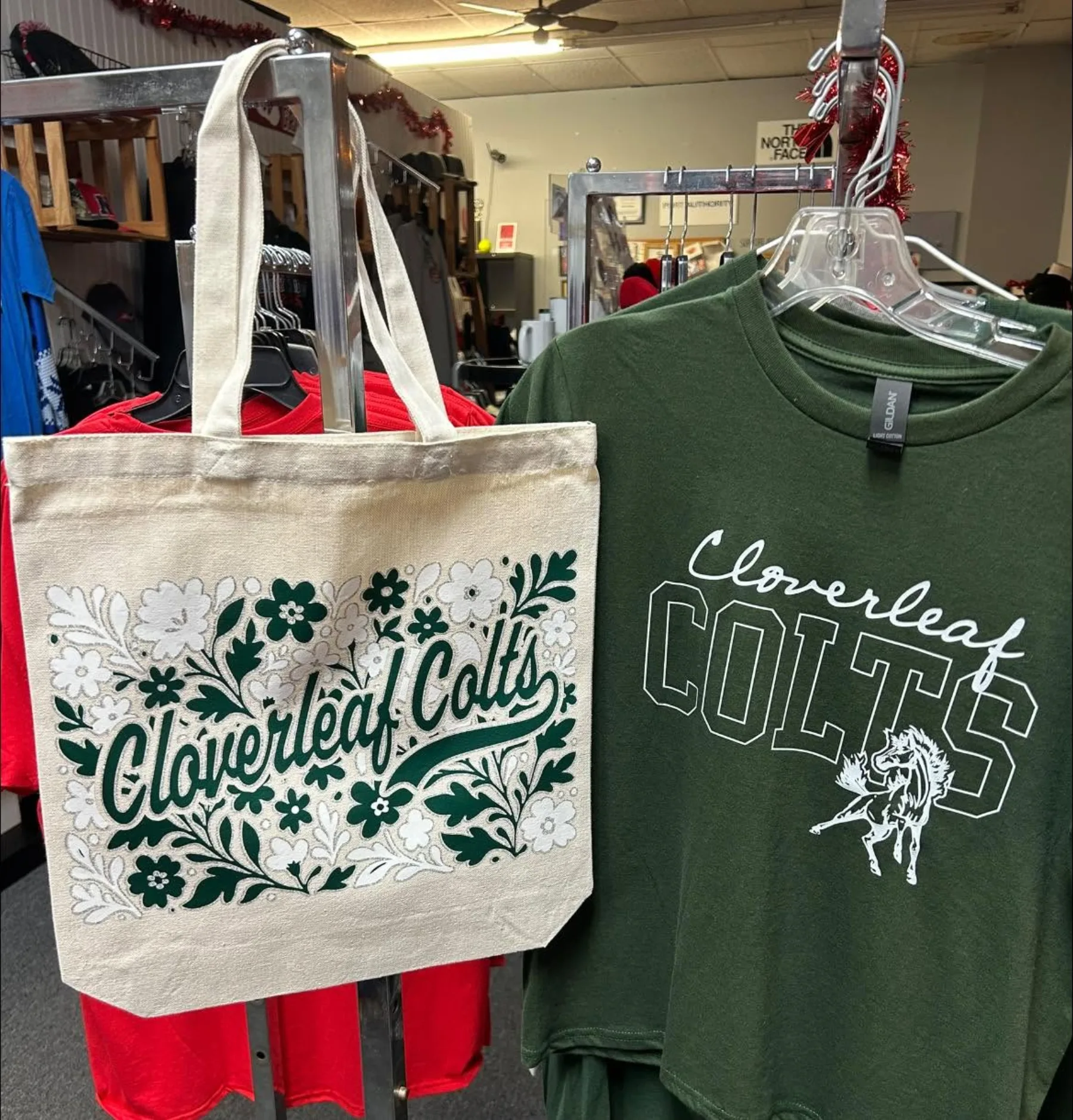 Cloverleaf Colts custom totes and tees
